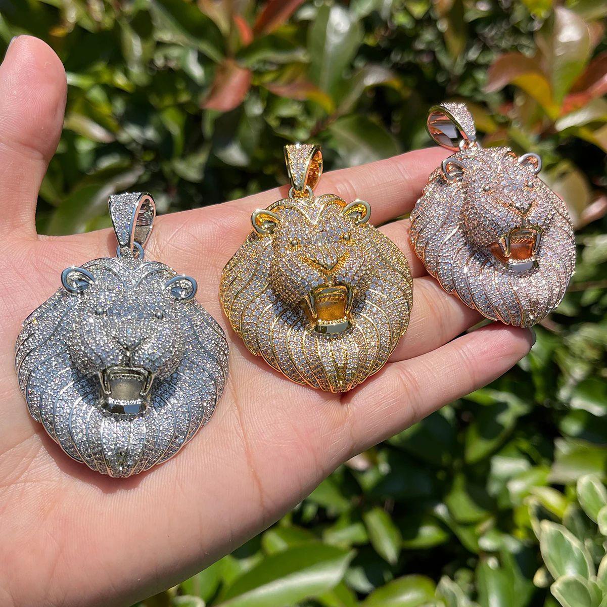 Men's Iced Lion Head Necklace – Hip Hop Copper CZ Pendant | Urban Fashion Jewelry - CaratixJewelry